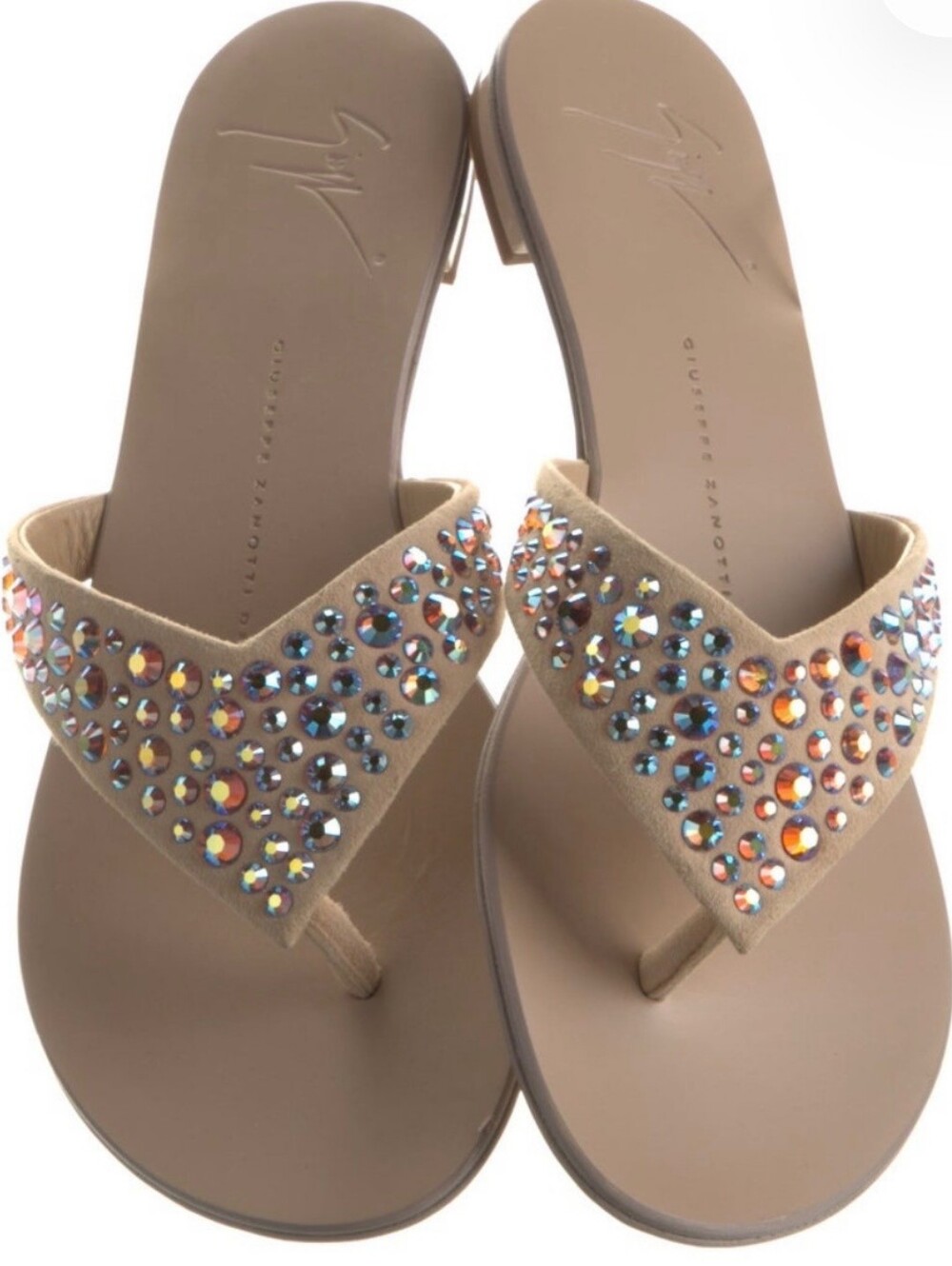 Giueseppe Zanotti Suede Crystal Embellishment Slides Sandals 37 US 7 $695